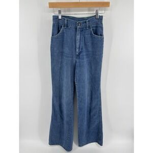 Vintage Maverick Jeans 24x31.5 Flared High Rise Rare Embroidered Pocket Hippy